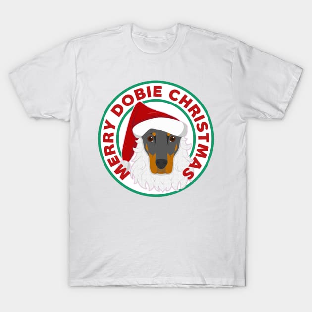 Merry Christmas Doberman Pinscher T-Shirt by CafePretzel